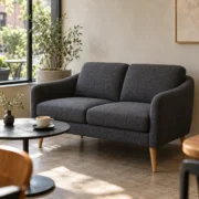 Ảnh minh họa sofa cà phê hai chỗ màu xám than, không phải ảnh sản phẩm thực tế